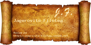 Jagerovits Filotea névjegykártya